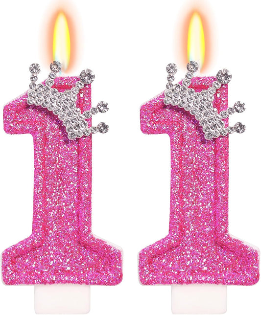 Birthday Candle for Cake, Crown Rose Number Candles, 2.76 inch Number Happy Birthday Candle, Cake Topper Decoration for Birthday Party (Number 11)
