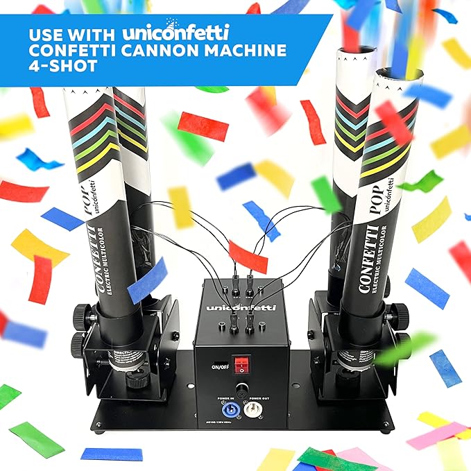 Electric Confetti Cannon Cartridges, 12 PIECES — 16" Multicolor Poppers for Weddings, Parties, Events | Requires 2-Shot/4-Shot Confetti Machine to Activate