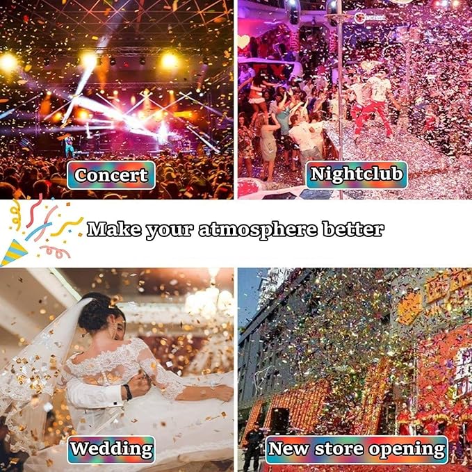 25PCS Confetti Cannon Wedding, Air Powered Party Popper Perfect, Party Streamers 80cm Electric Confetti Cannons - Compatible with Confetti Machine, for Graduation, New Years Colorful