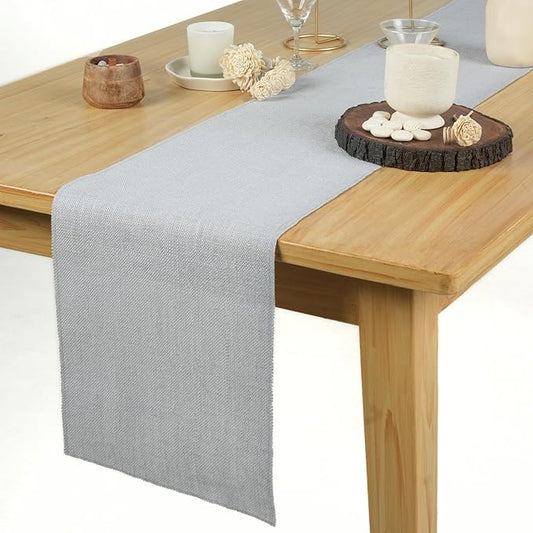 RAJRANG Jute Table Runner Long Rise Grey Burlap Table Runners for Dining Table, Kitchen, Party, Wedding, Rustic and Fall Décor Pack of 2 – 12x72 Inch