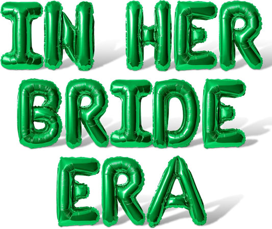 Letter Balloons - IN HER BRIDE ERA 16" Inch Alphabet Letters Foil Mylar Balloon Bachelorette Party Banner (Green)