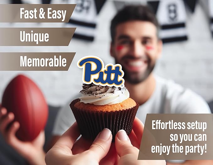Pitt Party Supplies for Football, Birthday Gift, Graduation Party Banner and Cake Toppers (42 Pieces) (Pittsburgh Panthers)