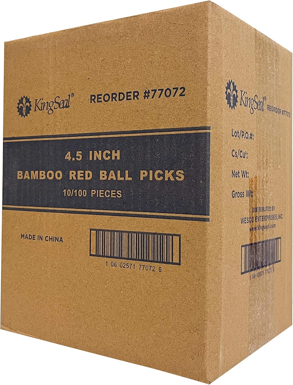 1000 Count | KingSeal Bamboo Specialty Cocktail Party Picks, 4.5 Inches, Red Ball Head, Perfect for Appetizers and Cocktails, Bulk Pack - 10 Packs of 100