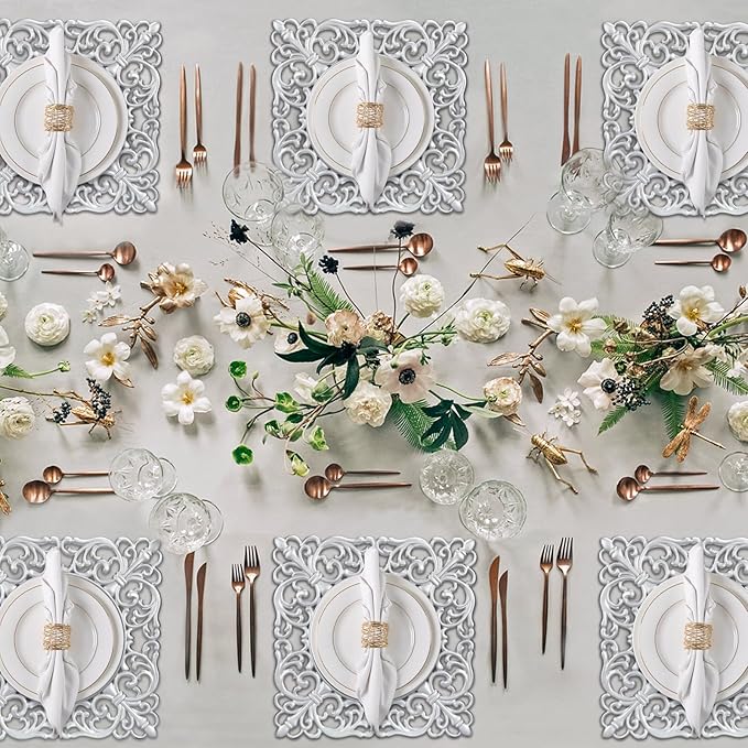 MAONAME 12" Silver Charger Plates Set of 6, Mirror Charger for Dinner Plates, Plastic Plate Chargers with Embossed Rims, Square Chargers for Table Setting, Wedding