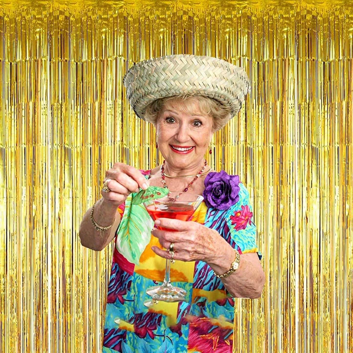 4 Pack Gold Foil Fringe Curtain Backdrop, 3.28Ft x 6.56Ft Metallic Tinsel Foil Fringe Streamers Curtains for Photo Booth, Wedding, Thanksgiving, Birthday, Christmas, Halloween Party Decoration