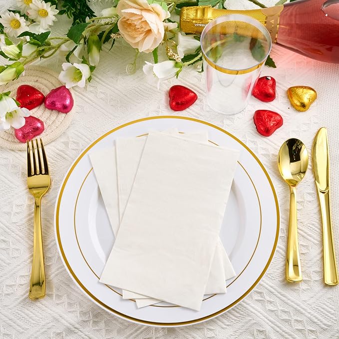200 Pack Paper Napkins Disposable Guest Towels, Premium Quality 3-ply Dinner Napkins Soft, Absorbent Paper Hand Towels for Party or Wedding