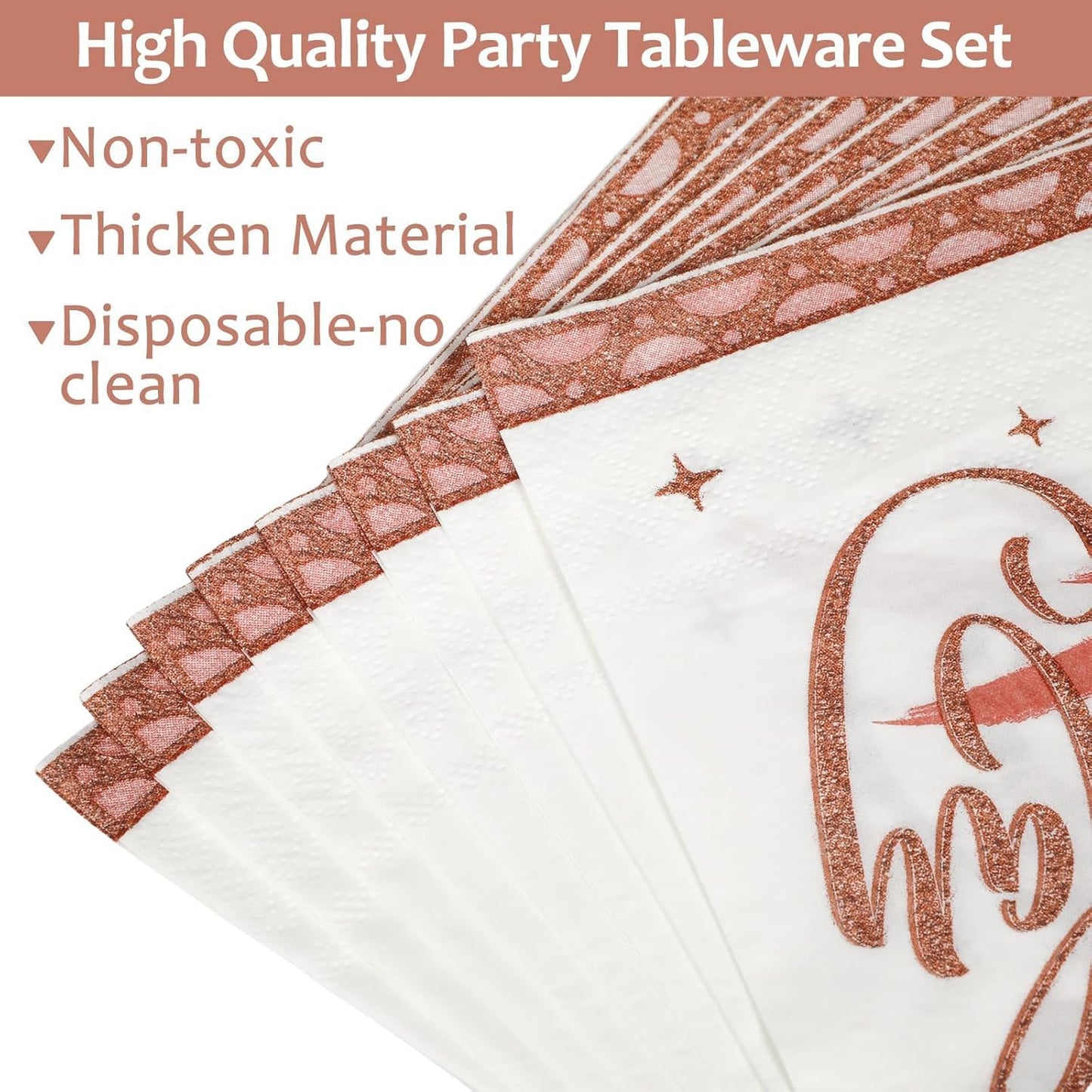 gisgfim 50 Guests 40th Birthday Decorations Plates Napkins for Women Rose Gold Party Supplies 40 Fabulous Happy Birthday Tableware Set Cheers to 40 Years Party Decor Table Decors for Her Girl 200Pcs