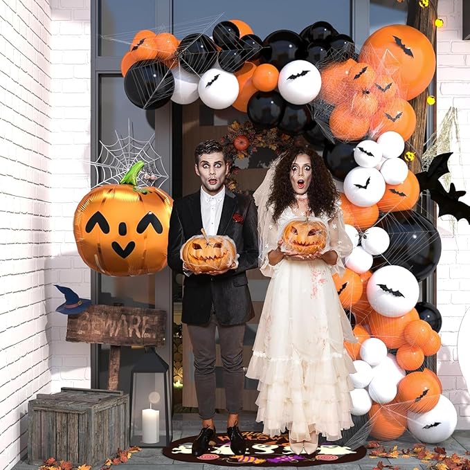 HOUSE OF PARTY Orange Balloon Garland Kit - Burnt Orange Balloons Arch Kit | 5/12/18 Inch Halloween Balloons for Birthday Party Decorations Party Supplies