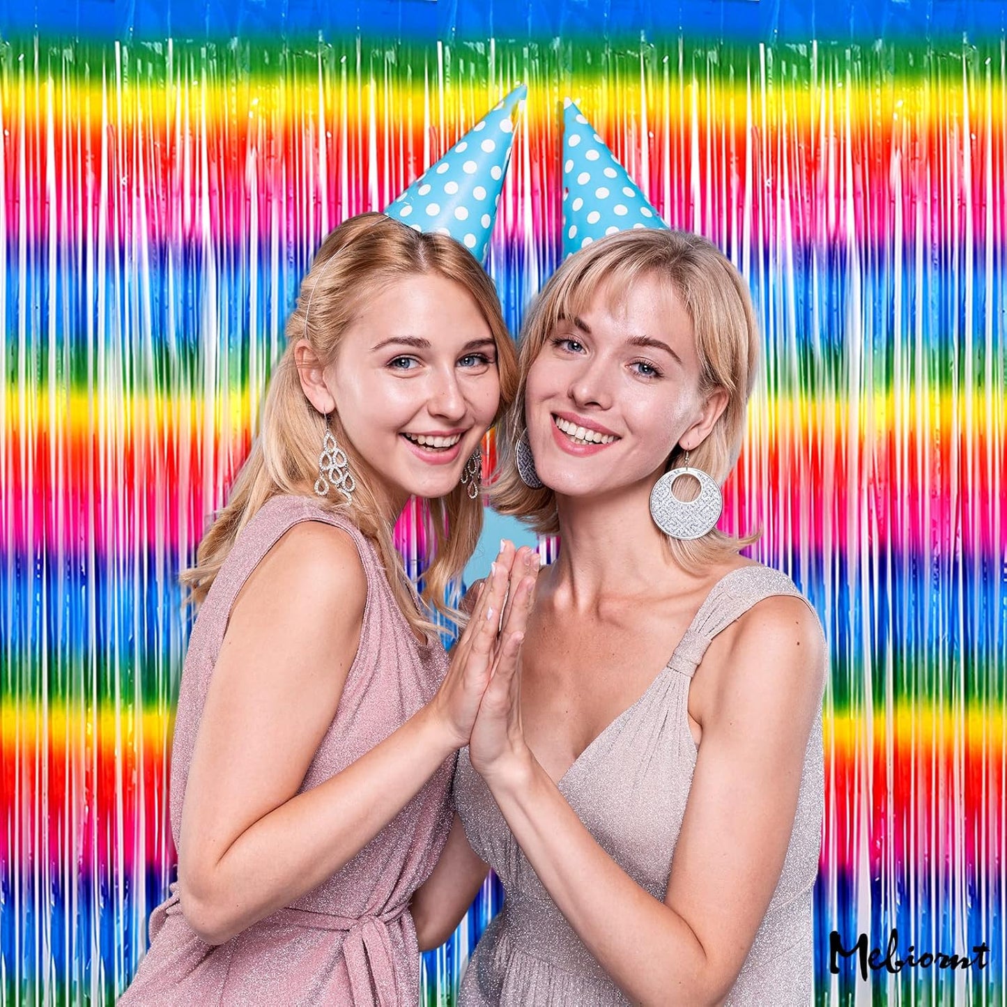 4 Pack Dark Rainbow Fringe Curtain Backdrop, 3.2Ft x 6.6Ft Metallic Tinsel Foil Fringe Streamers Background for Photo Booth Birthday Wedding Baby Shower Carnival Easter Mother’s Day Party Decorations