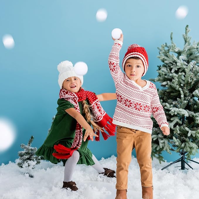 Elcoho 50 Pieces 2 Inch Artificial Snow Toy Ball Set with Bucket for Storage Kids Snow Fight Ball Realistic Snow White Plush Toss Ball for Kids Toss Game Winter Snow Fight Indoor Outdoor Xmas Decor