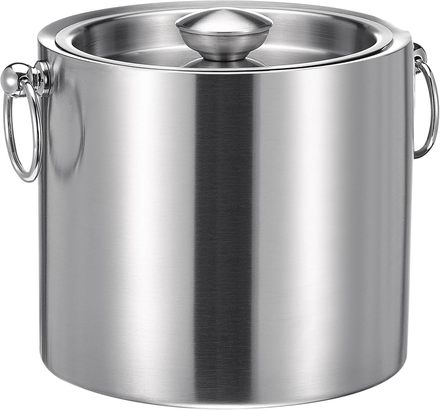 Ice Bucket with Lid & Tong- Well Made Insulated Stainless Steel Keep Ice Frozen Longer - Ideal for Cocktail Bar, Parties, Chilling Wine, Champagne - 3 Liter (Stainless Steel)