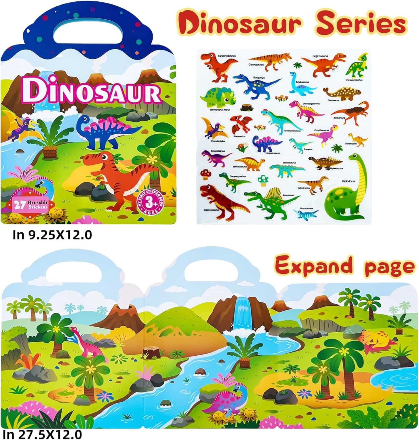 2 Sets Reusable Sticker Book for Toddlers 3+ Years - Waterproof Sticker Books for Kids, Travel Toys with Stickers for Kids, Perfect for Restaurant & Plane Use, Birthday Gifts for Girls Boys