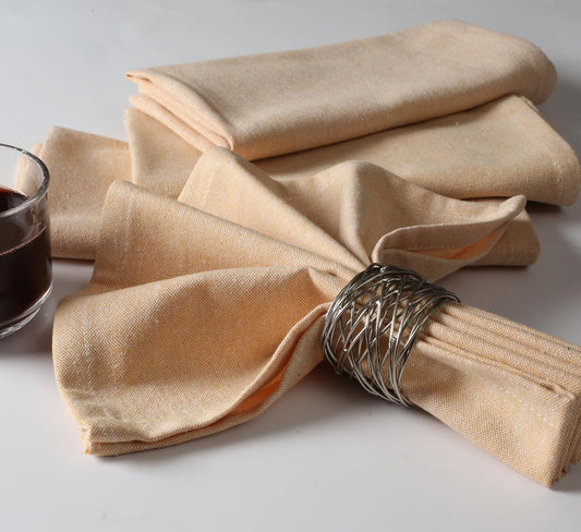 Native Fab Solid Cloth Napkin Set of 12, 100% Chambray Cotton, Washable, Reusable Dinner Cloth Napkin 17x17 inches, Table Decor Napkins for Dinner, Events, Mustard Yellow