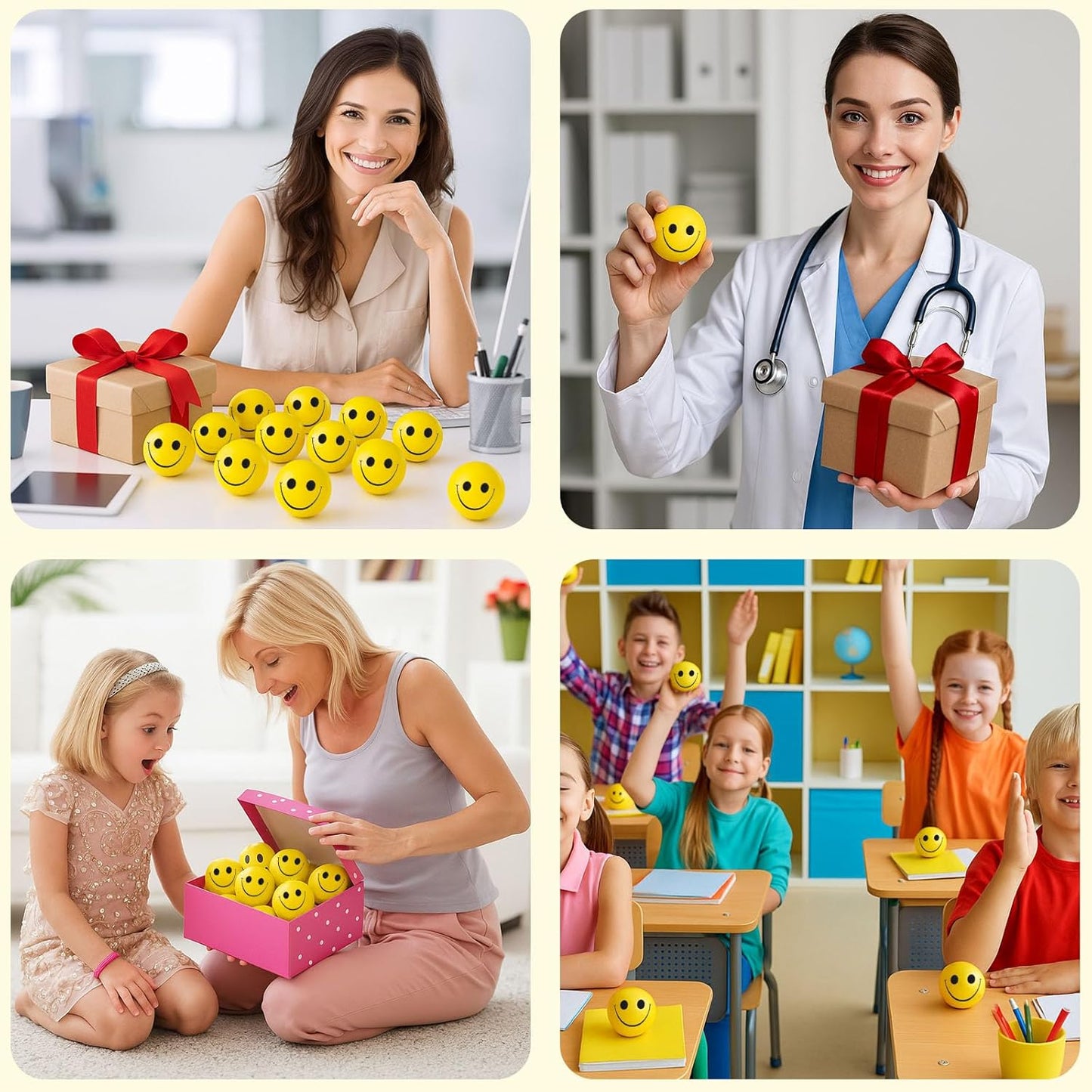 LovesTown 40PCS Stress Balls Bulk, 2 Inch Squeeze Toys for Kids Squishies Fidget Toys Stress Relief Gifts for Coworker Classroom Prize Party Supplies Goodie Bag Stuffer