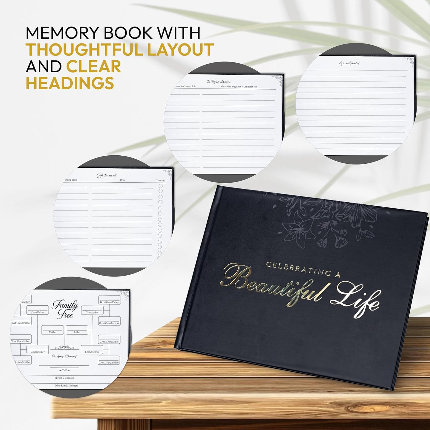 Celebration of Life Guest Book – Funeral Guest Book for Memorial Service | in Loving Memory Sign in Registry | Timeless Hardcover for Condolences and Reception,