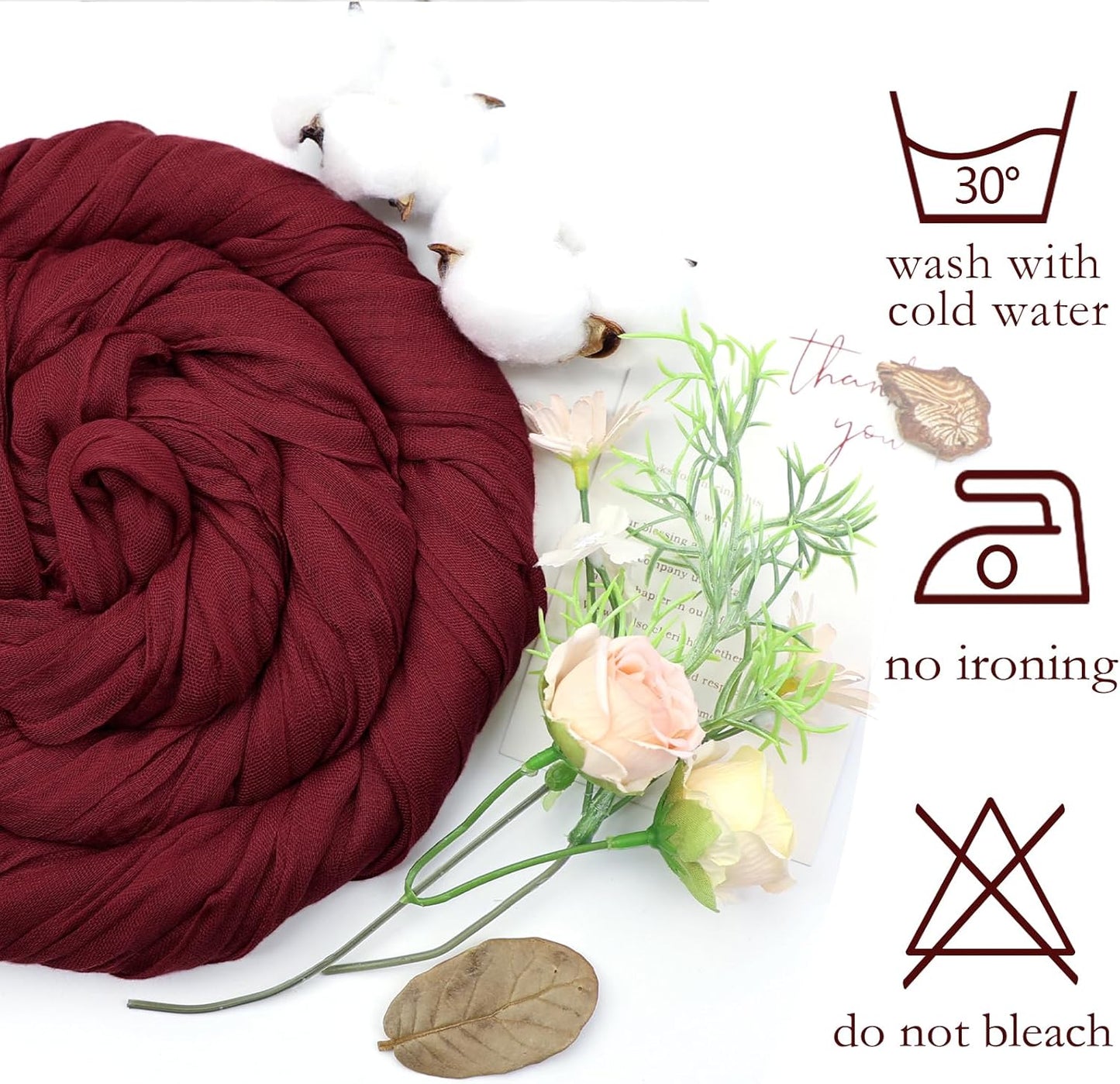 6 Pack Burgundy Cheesecloth Fall Table Runner 10ft Boho Gauze Fabric Cheese Cloth Table Runner 35 x 120 Inch Rustic Sheer Runner for Thanksgiving Wedding Decor Baby Shower Party Centerpiece Decoration