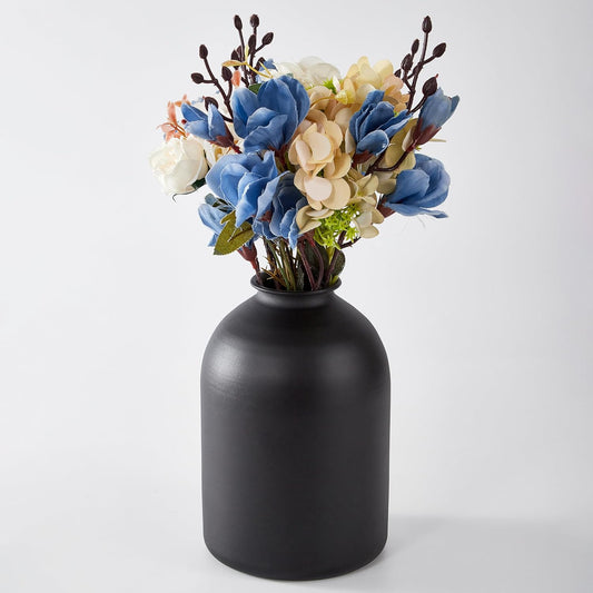 Black Vases for Home Decor Large Black Vase for Table Centerpieces Living Room, Matte Black Metal Vase Wabi Sabi Decor