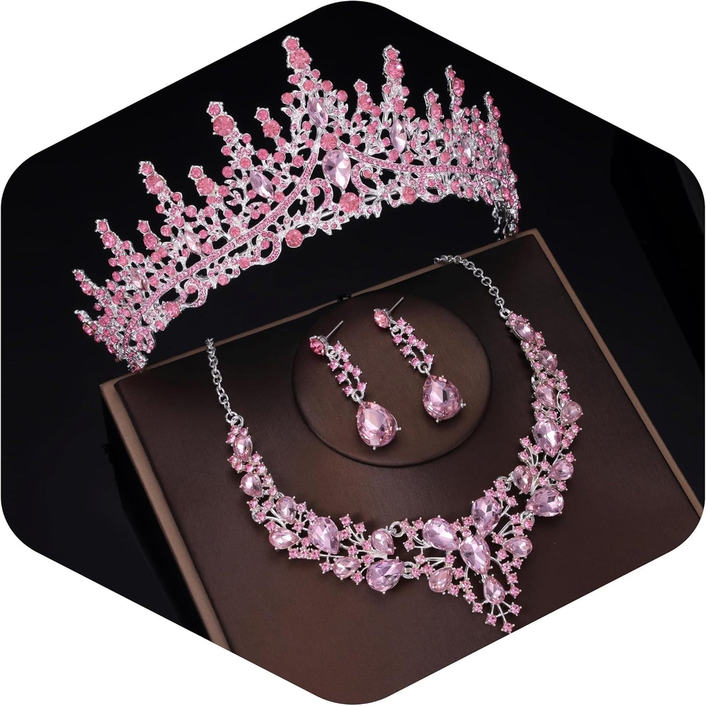 Kamirola Tiaras and Crowns for Women,Tiaras Earrings Necklace, Crystal Bridal Jewelry Set（TR83