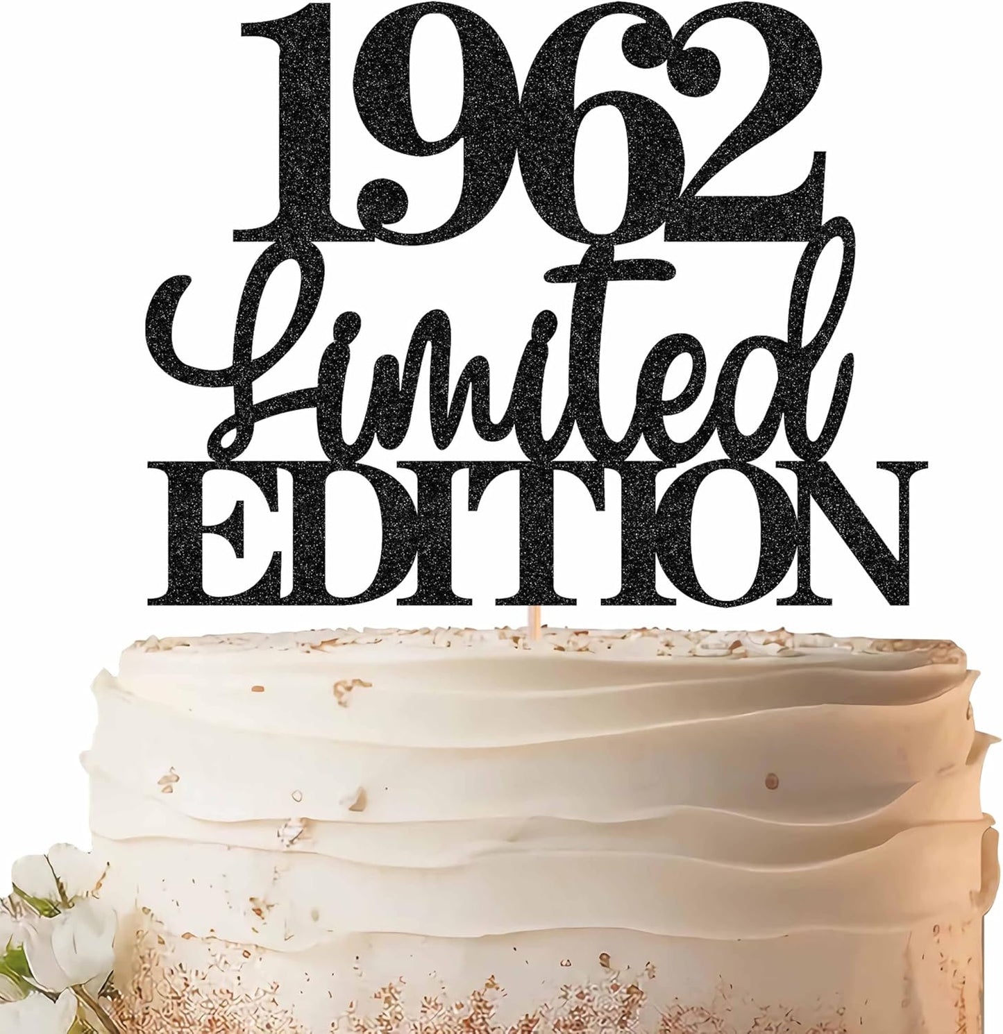 Limited EDITION 1962 Cake Topper - Black Glitter Happy 63rd Birthday Party Cake Decoration Supplies, Cheer to 63 Years Cake Bunting Decor for 63rd Birthday Party Photo Booth Props
