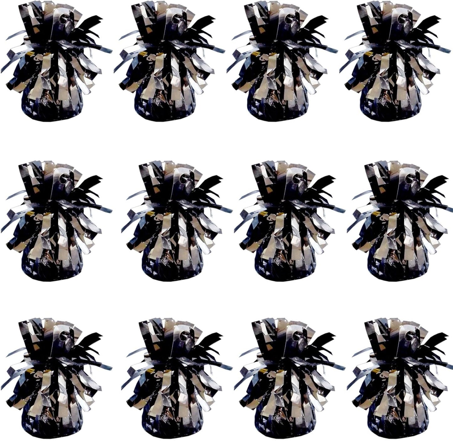 Balloon weights, 12 pieces, aluminum foil, suitable for birthday parties, gatherings, weddings, dinners and other occasions, weight 0.36bl (Black)