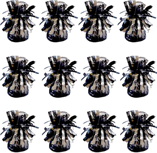 Balloon weights, 12 pieces, aluminum foil, suitable for birthday parties, gatherings, weddings, dinners and other occasions, weight 0.36bl (Black)