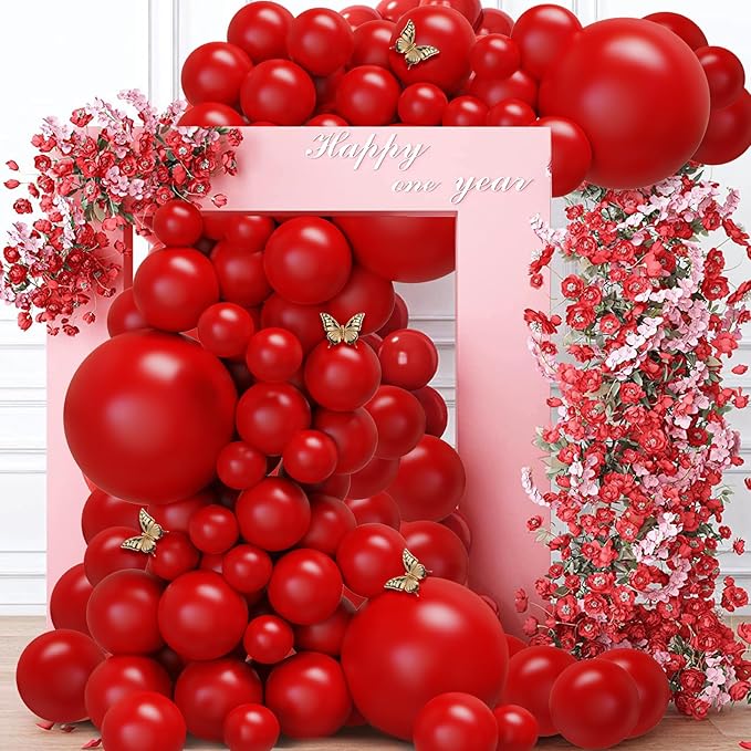 Red Balloons Arch Kit,130pcs Red Balloons Garland,Different Sizes Latex Balloons for Birthday Party Graduation Baby Shower Wedding Balloon Decoration