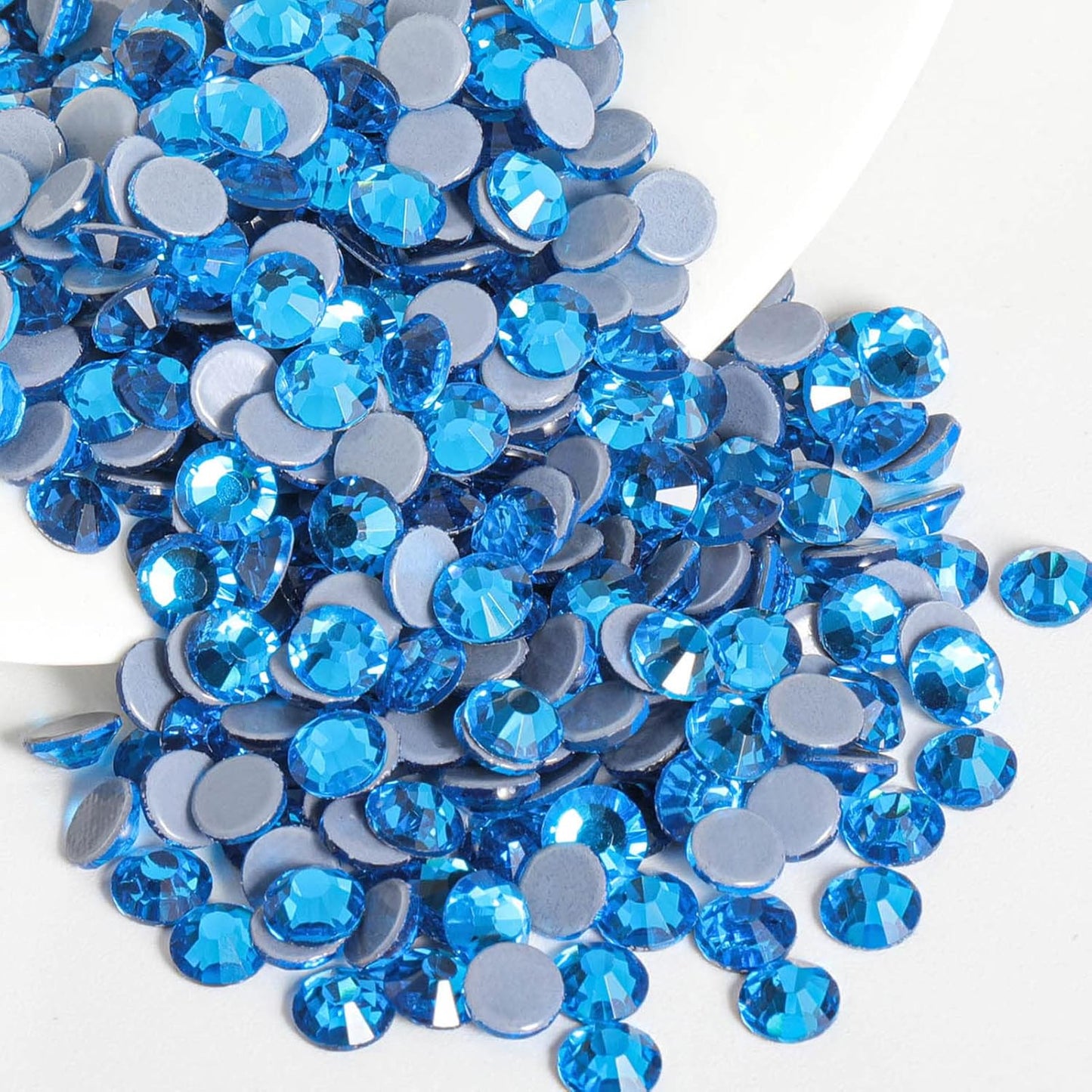 Beadsland Hotfix Rhinestones, 1440pcs Flatback Crystal Rhinestones for Crafts Clothes DIY Decorations, Capri Blue, SS12, 3.0-3.2mm