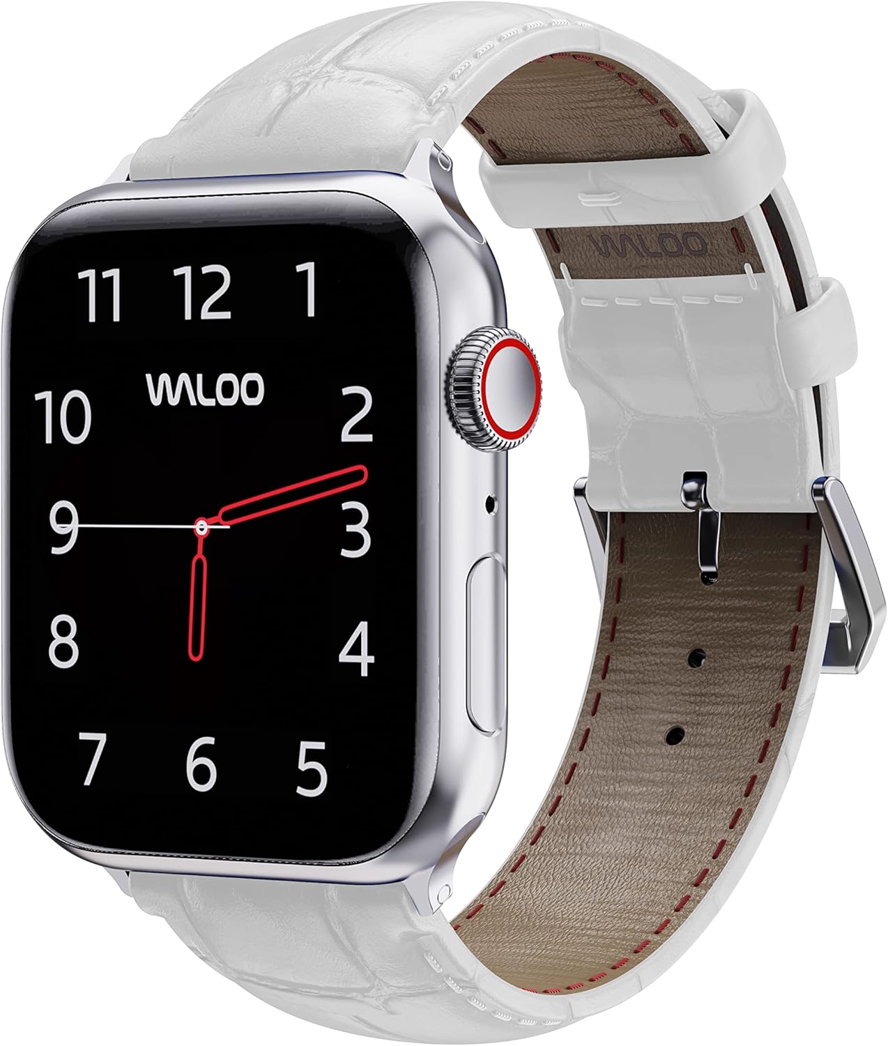 Waloo Genuine Leather Crocodile Embossed Design Alligator Replacement Watch Band Compatible With Your Apple Watch Series 10/9/8/7/6/5/4/3/2/1/SE/Ultra Fits Sizes 38mm, 40mm, 41mm, 42mm, 44mm, 45mm, 46mm, 49mm