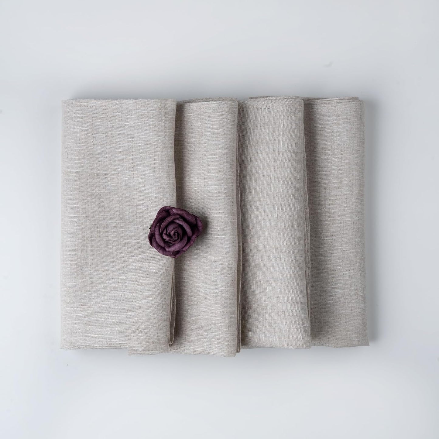 D'Moksha Homes Light Natural Linen Napkins 18 x 18 Inch - 100% Pure Linen Cloth Washable Dinner Napkins Set of 4 for Fall, Autumn and Halloween