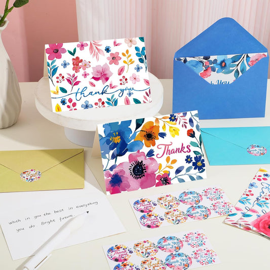 36 Pack Thank You Cards with Envelopes, 4x6 Inch Thank You Cards with Envelopes & Stickers, Greeting Card for Birthday, Wedding, Baby Shower, Bridal Shower, Thanksgiving, Christmas