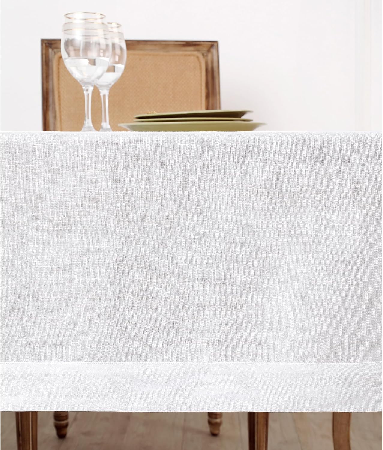 Solino Home White Linen Tablecloth 60 x 144 Inch - 100% Pure Linen Table Cloth for Rectangle Tables - Fete, Machine Washable Tablecloth for Fall, Autumn, Halloween, Thanksgiving, Christmas, Holiday