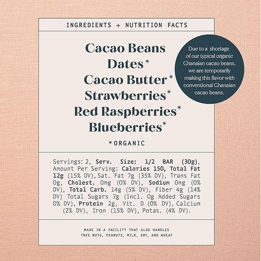 Spring & Mulberry Dark Chocolate Bars – Healthy Dark Chocolate, Date-Sweetened - Mixed Berry 3 Pack