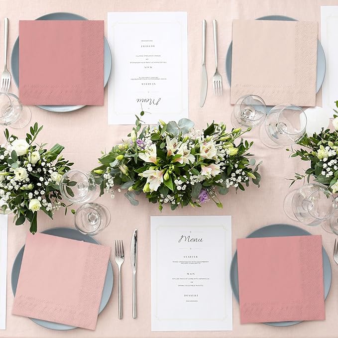 Whaline 150 Pack Valentine's Day Peach Pink Napkins 6.5 x 6.5 Inch 3 Colors Luncheon Napkins Pink Theme Disposable Paper Napkins Dinner Napkins for Party Celebration Gathering Supplies Decorations