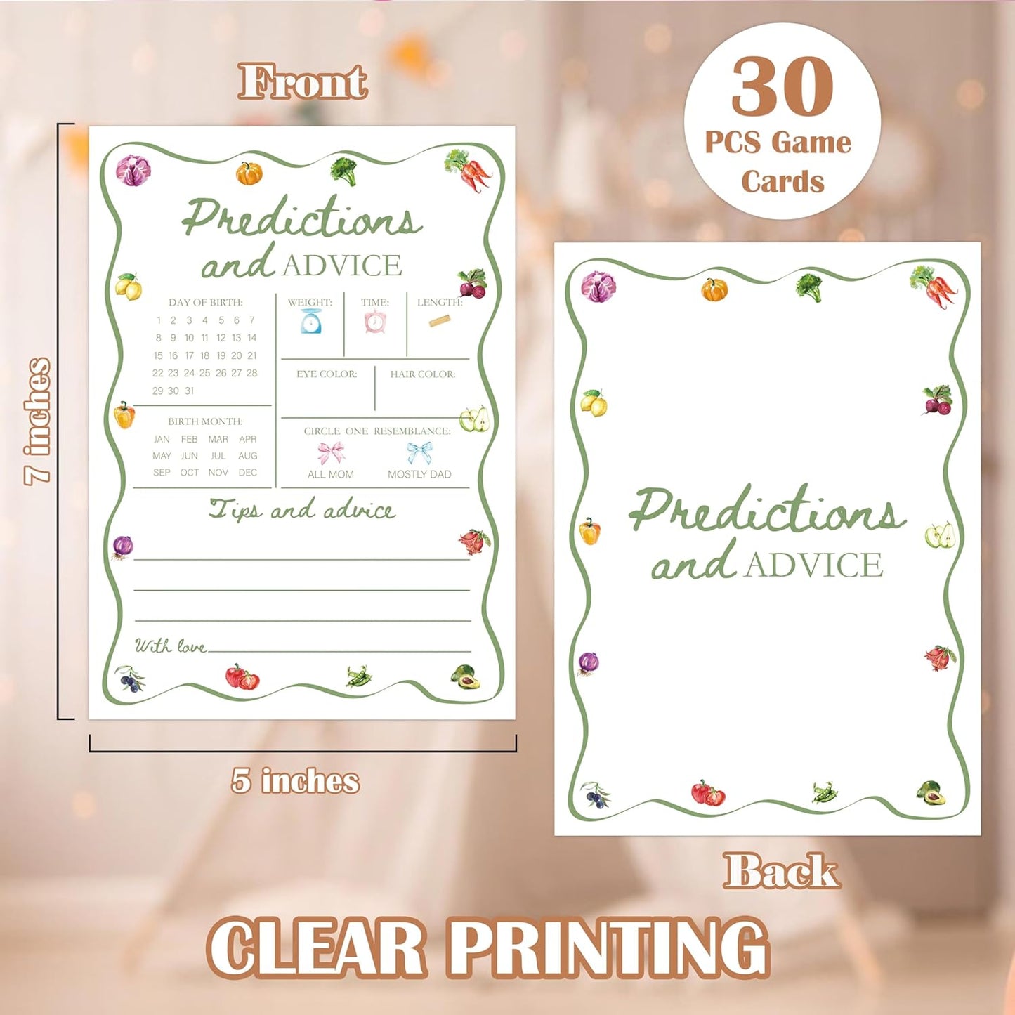 Locally Grown Baby Shower Games, Farmers Market Predictions And Advice Game for 30 Guests with Game Cards, Gender Reveal, Baby Shower Supplies & Decorations (DV38)