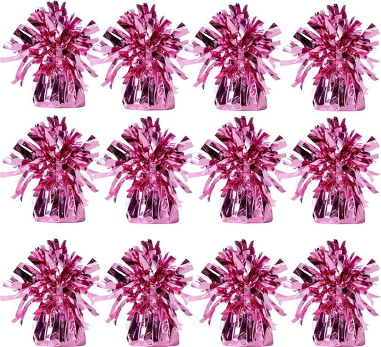 Balloon weights, 12 pieces, aluminum foil, suitable for birthday parties, gatherings, weddings, dinners and other occasions, weight 0.36bl (Pink)