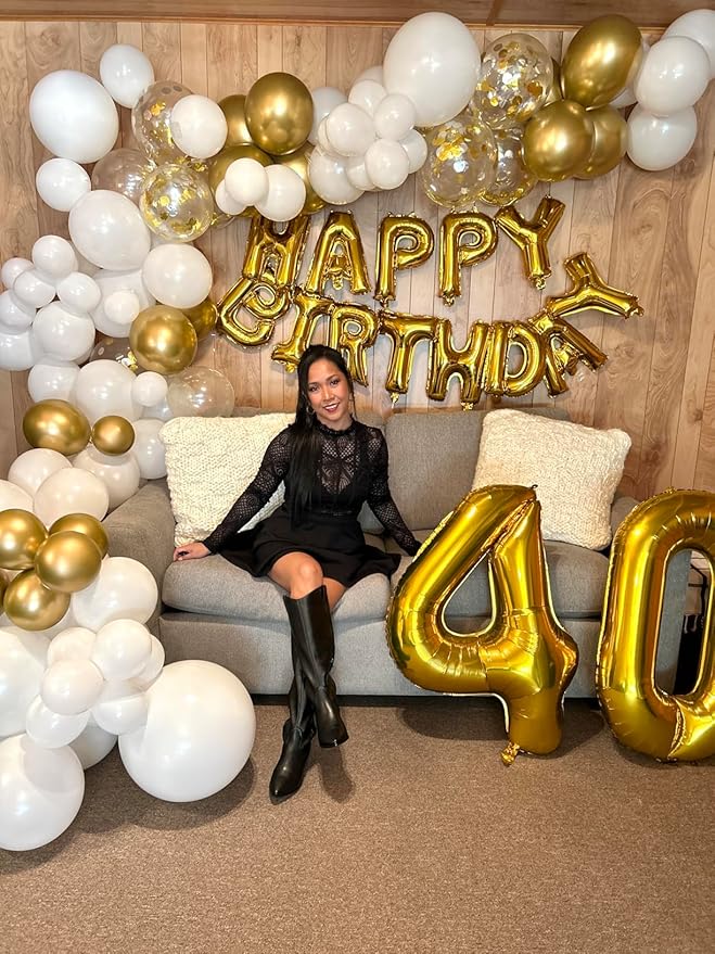 40 Inch Numbers Balloon, 4 Gold Ballon for 4th 14 40 44 Birthday Party, Balloon 4 Number for Graduations Wedding Party Baby Shower