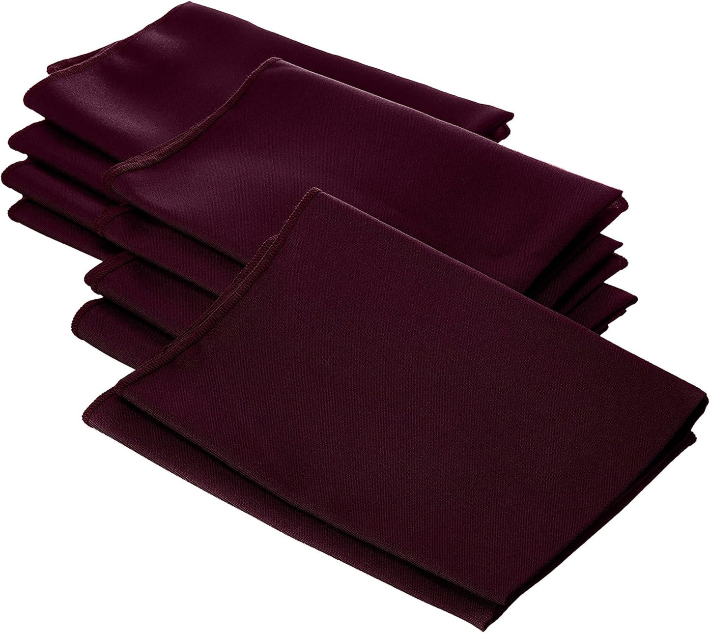 LA Linen 10-Pack Poly Poplin Napkin, Soft Cloth Napkins, Washable Reusable Napkins, Stain and Wrinkle Resistance Table Napkins for Dinner, Wedding, Parties, 18 by 18-Inch, Burgundy