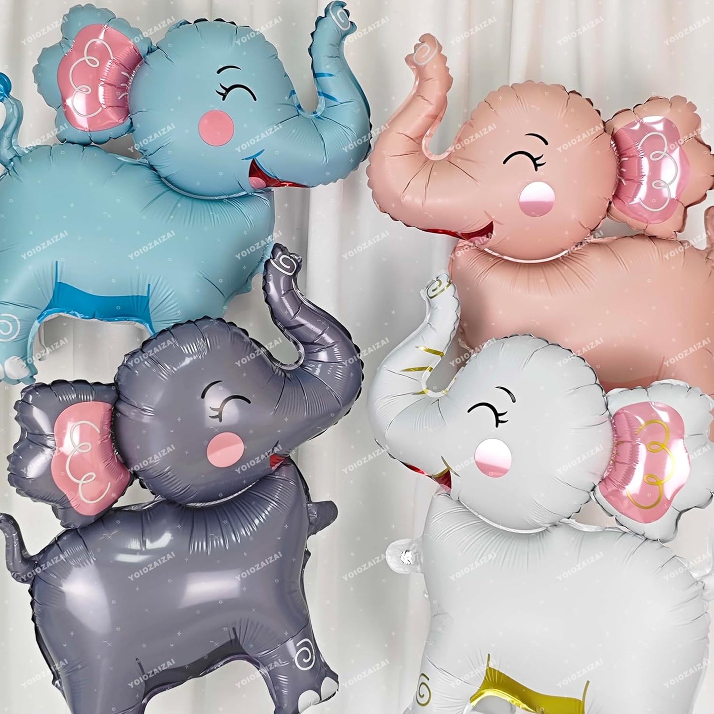 2PCS Matte self-standing elephant animal balloon 3D Jungle Large Elephant Foil Balloons For Kids safari themed birthday party gender indication baby shower Decor supplies Gray