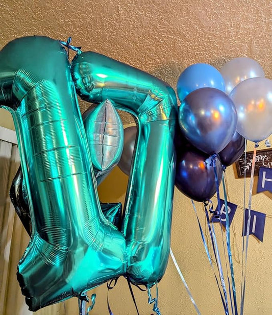 40 Inch Number 7 Balloon, 6 7 Birthday Decorations, Blue-green Seven Birthday Decor, 7 17 27 70 Year Old Balloon Number for Engagement, Wedding, Graduations