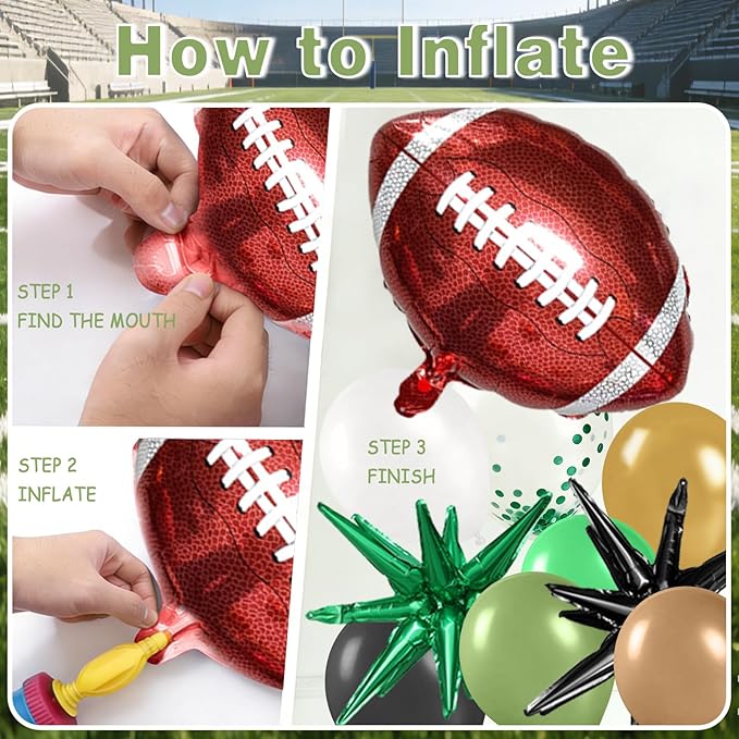 Football Party Balloon Decorations Set,Football-themed Supplies for Indoor/Outdoor Super Bowl & Playoffs Celebration, Football Birthday Decorations graduation for Boys, Mens