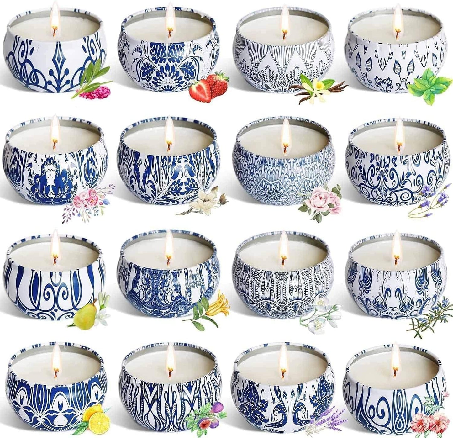 Set of 16 Pack Scented Candle Gifts Travel Tin Jar Candles for Home 2.5 OZ Scented Candles for Mom for Christmas, Birthday, Thanksgiving, Mother's Day.
