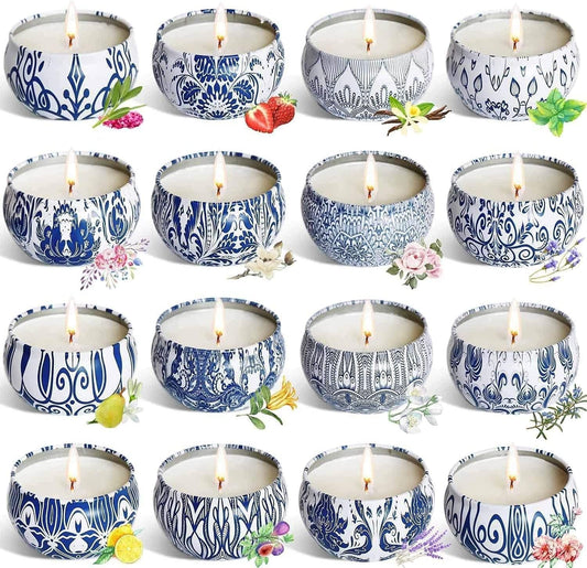 Set of 16 Pack Scented Candle Gifts Travel Tin Jar Candles for Home 2.5 OZ Scented Candles for Mom for Christmas, Birthday, Thanksgiving, Mother's Day.