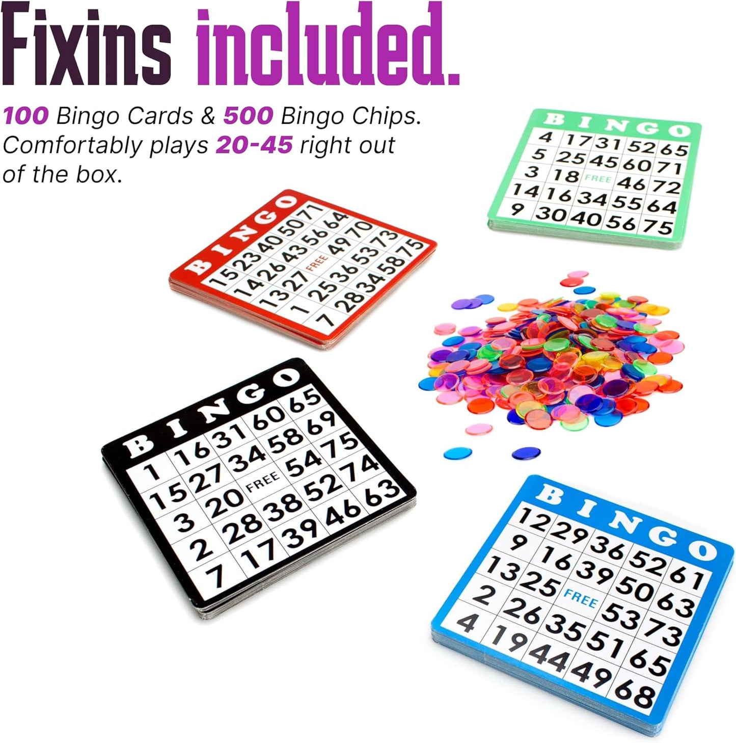 Royal Bingo Supplies Jumbo 12" Tall Bingo Game Set for Adults, Seniors, Family & Kids - 100 Cards 500 Chips 75 Balls, XL Roller Cage & Board