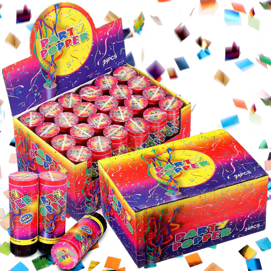 Honoson 48 Pcs Confetti Poppers Cannons Confetti Shooters Air Compressed Cannon for Wedding Birthday Party Bridal Shower Graduation Decoration Favor (4.33 Inch)