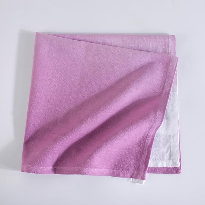 FINGERCRAFT Cloth Napkins Set of 6 Cotton Blend 20x20 Inch Large Size Dinner Napkins Cloth Perfect for Parties Dinners Weddings Cocktail Christmas Easter Ombre Tie Dye Magenta