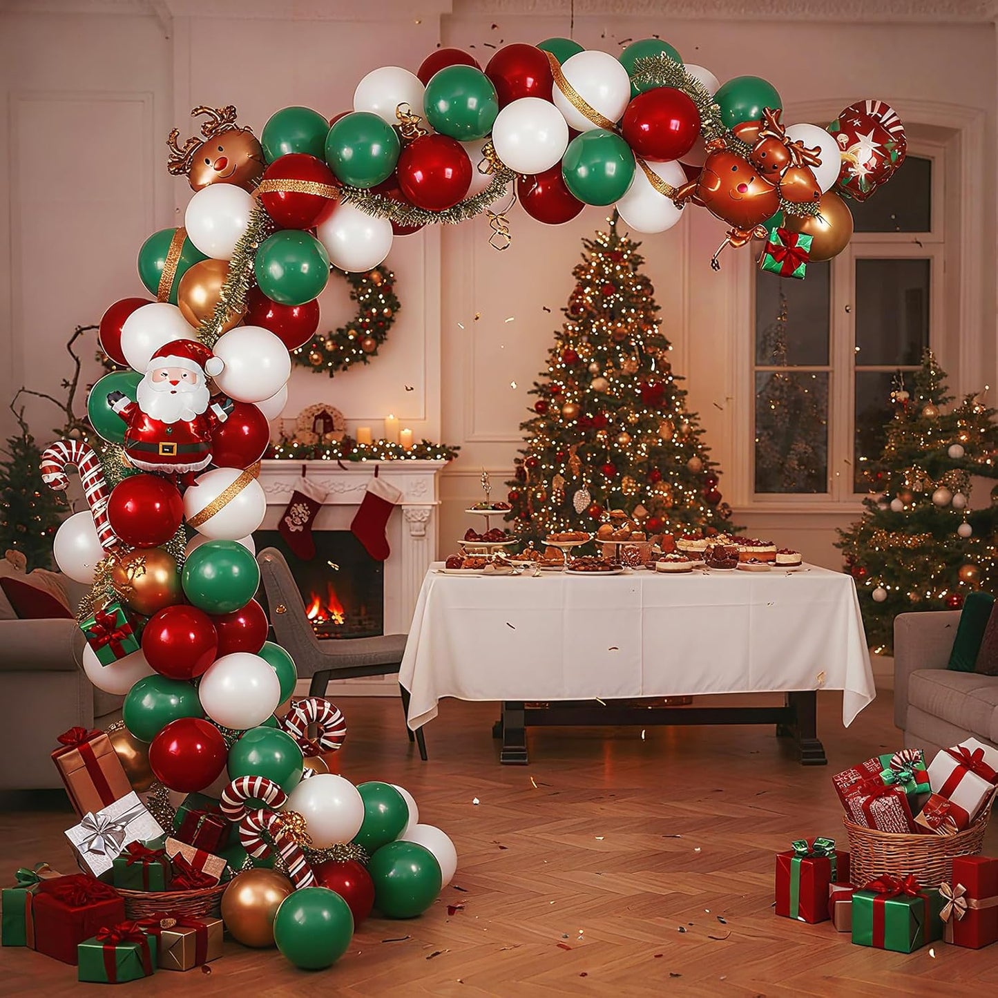 RUBFAC 129pcs Ruby Red Balloon Arch Kit, Different Sizes 18 12 10 5 Inches Cherry Red Latex Balloons for Garland Birthday Wedding Party Decoration