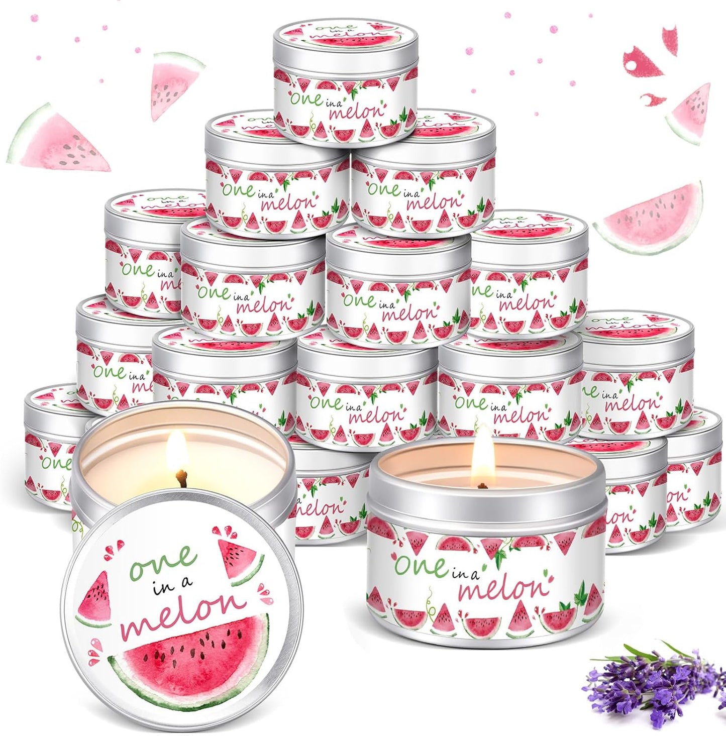 MTLEE 24 Pcs One in a Melon Baby Shower Party Favors Candles Lavender Scented Baby Shower Favors for Guests Rustic Tealights Candles Gender Reveal Return Gifts Girl Boy(1.2 Oz, Red)