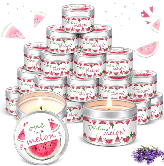 MTLEE 24 Pcs One in a Melon Baby Shower Party Favors Candles Lavender Scented Baby Shower Favors for Guests Rustic Tealights Candles Gender Reveal Return Gifts Girl Boy(1.2 Oz, Red)