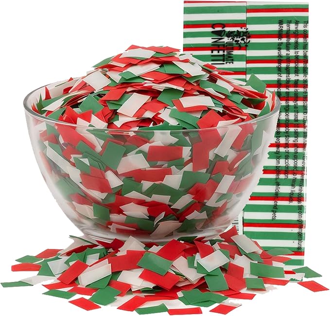 Ultimate Confetti - Red, White & Green Biodegradable Confetti - Rectangular Flame-Resistant and Slow-Falling Tissue Paper Confetti for Cannon and Launcher use – Best for Celebrations - 1 lb, 16 oz
