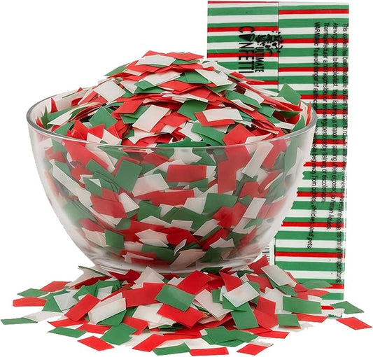 Ultimate Confetti - Red, White & Green Biodegradable Confetti - Rectangular Flame-Resistant and Slow-Falling Tissue Paper Confetti for Cannon and Launcher use – Best for Celebrations - 1 lb, 16 oz